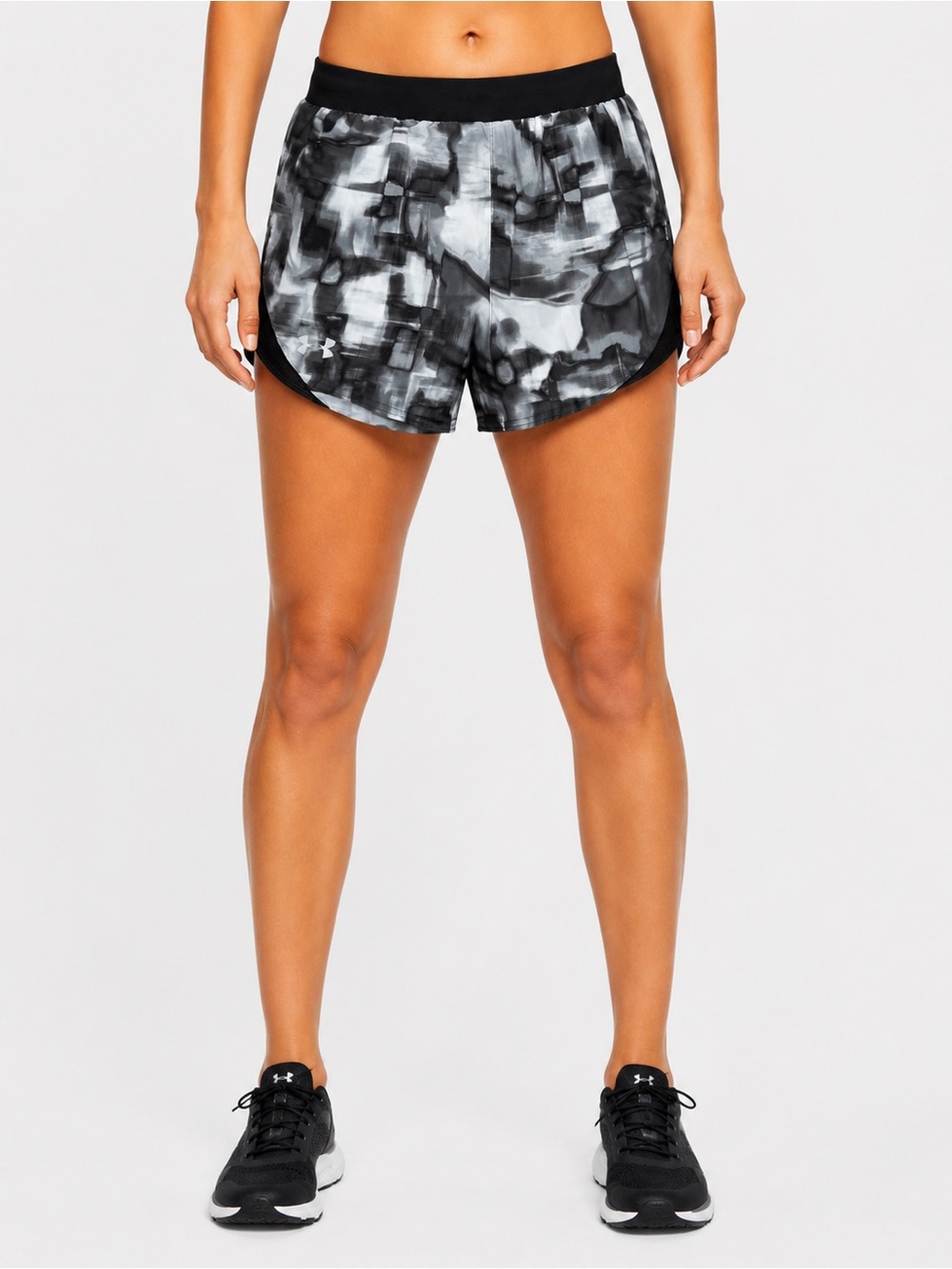 Under Armour HeatGear Running Shorts Small Gray Abstract Print Built-In Brief